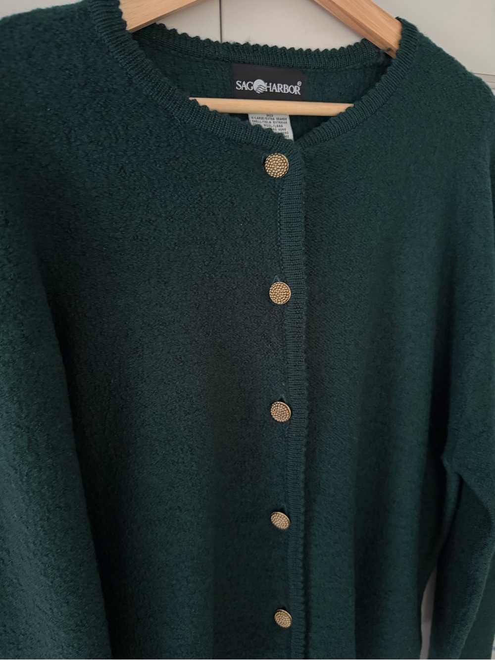 VTG 100% Wool Lady Jacket - Emerald Green, Gold Buttons - Picture 8 of 10